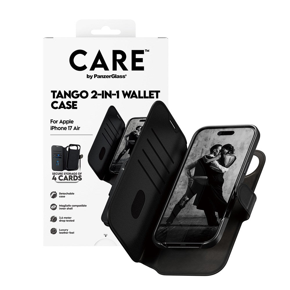 CARE by PanzerGlass iPhone Air Feature Tango 2-in-1 Flip Case with Wallet - Black