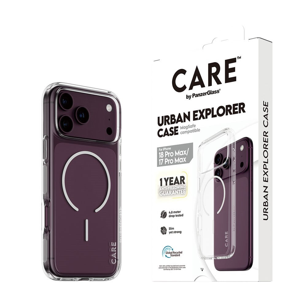 iPhone 18 Pro Max / 17 Pro Max CARE by PanzerGlass FLAGSHIP Urban Explorer Case - MagSafe Compatible - Transparent / White