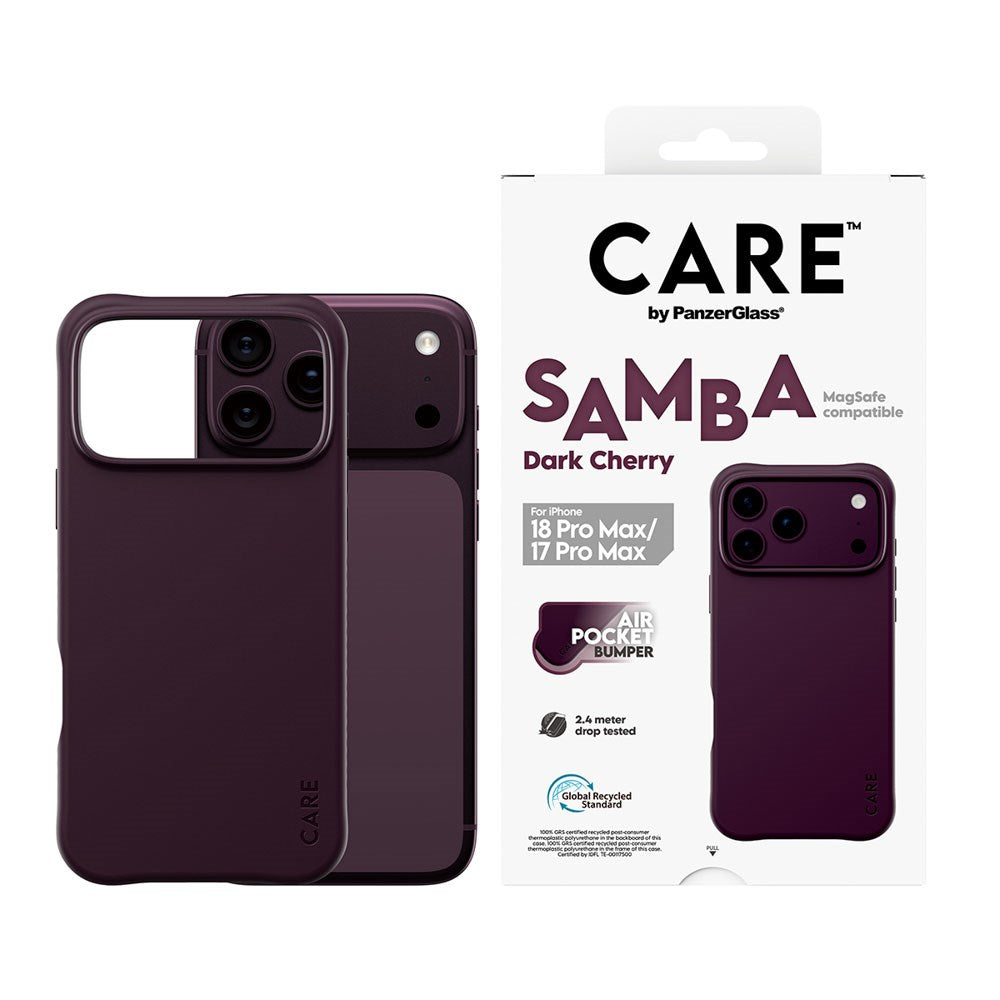 iPhone 18 Pro Max / 17 Pro Max CARE by PanzerGlass Fashionable Samba Case - MagSafe Compatible - Dark Cherry