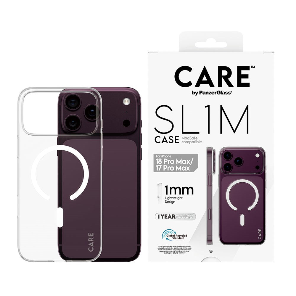 iPhone 18 Pro Max / 17 Pro Max CARE by PanzerGlass SL1M Case - MagSafe Compatible - Transparent