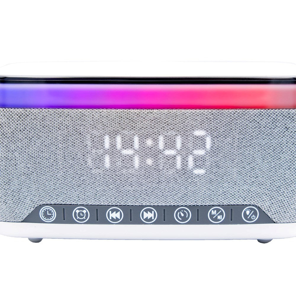 Denver CRQ-225 FM Clock Radio with Wireless Charging & Bluetooth - Grey