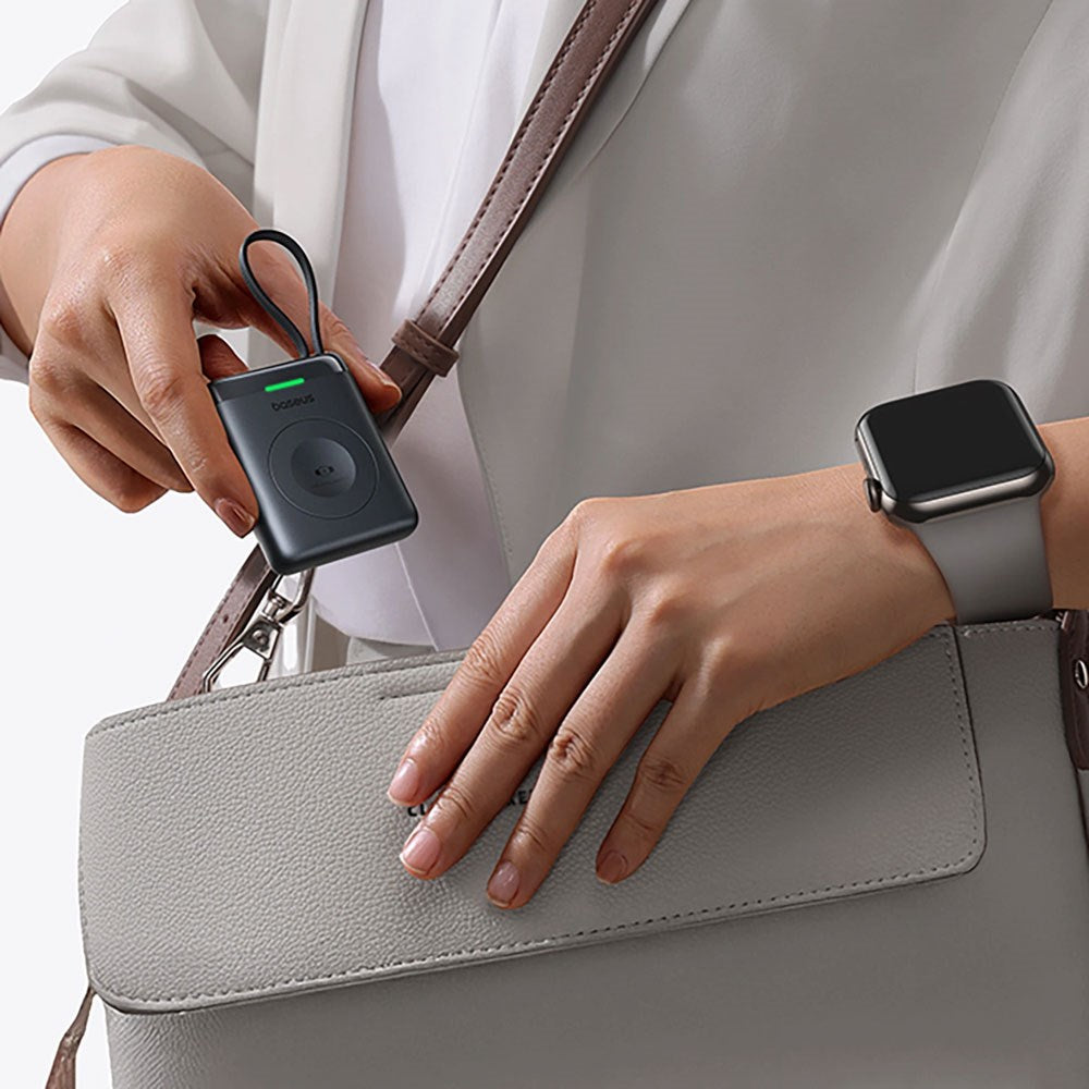 Baseus EnerFill 5W Powerbank for Apple Watch with Wireless Charging & Built-in USB-C Cable - Black