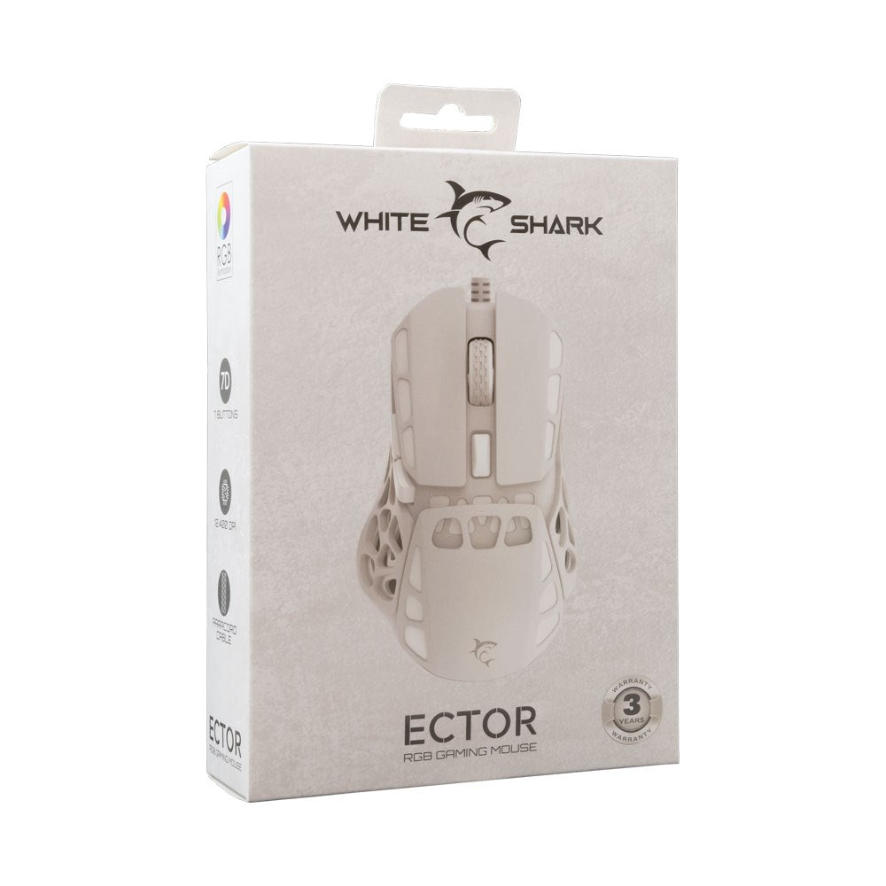 White Shark ECTOR Gaming Mouse - 7D / 12400 DPI - White