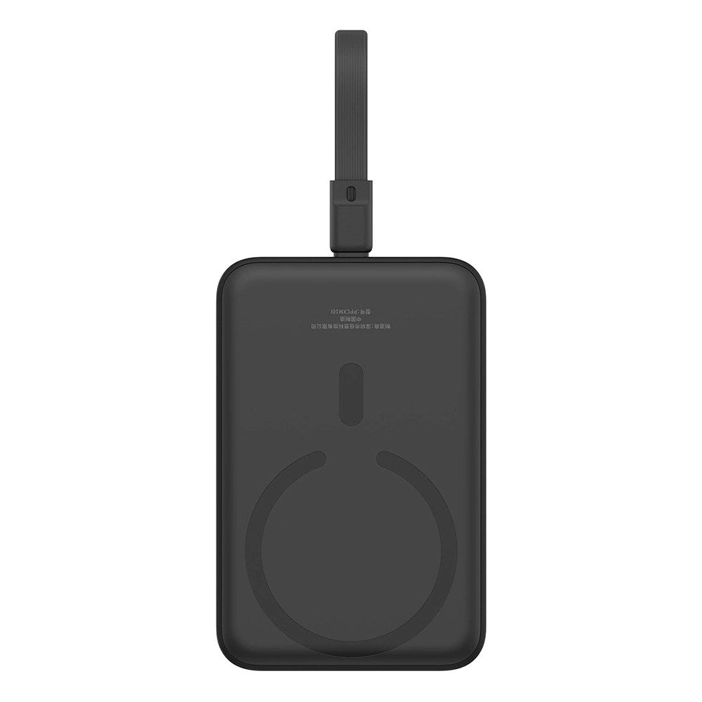 Baseus Magnetic Qi Powerbank 20W w. USB-C Cable & Built-in Lightning Cable - 10,000 mAh - MagSafe Compatible - Black