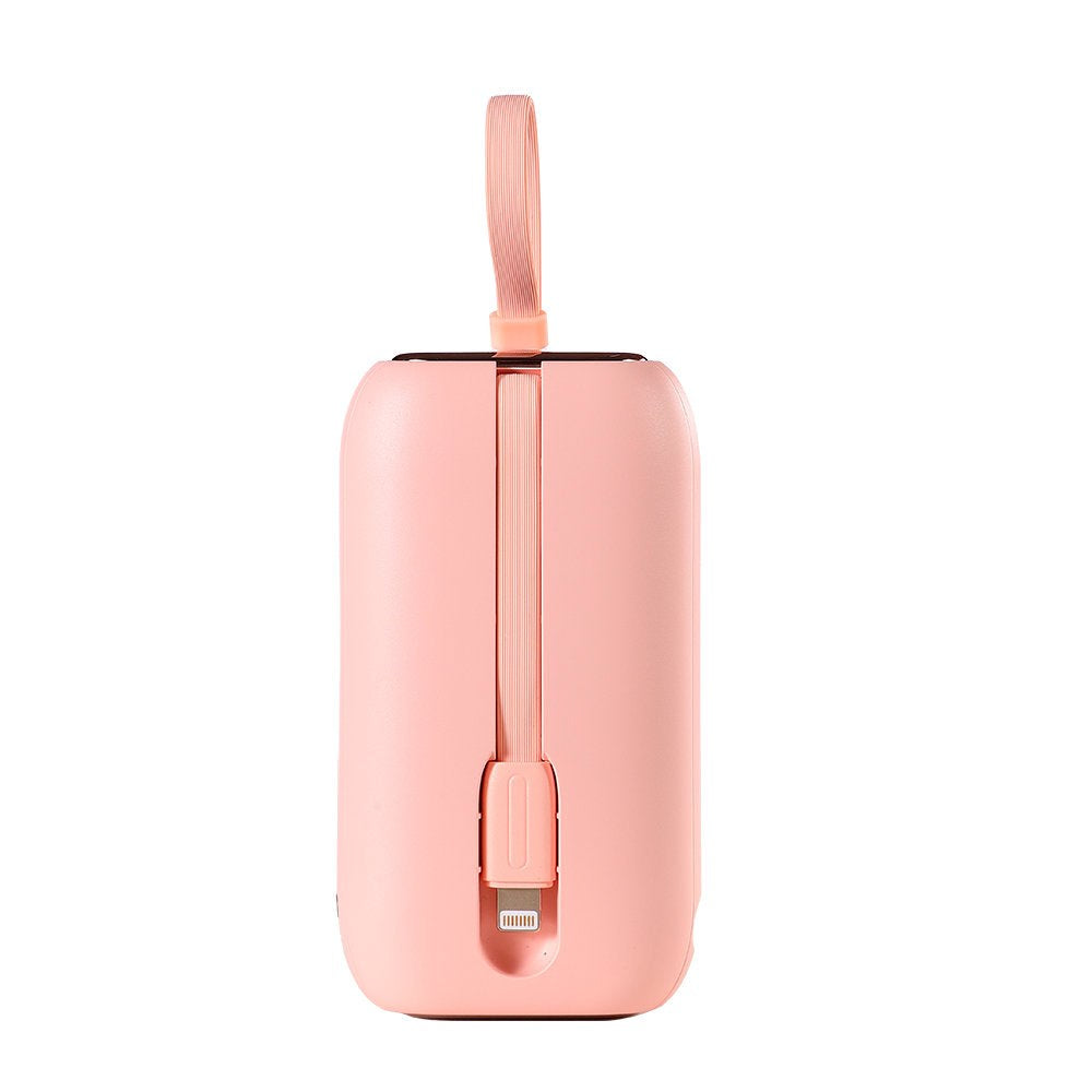 Joyroom JR-L012 Powerbank 22.5W USB-C PD w. Built-in USB-C & Lightning Cable - 10,000 mAh - Pink