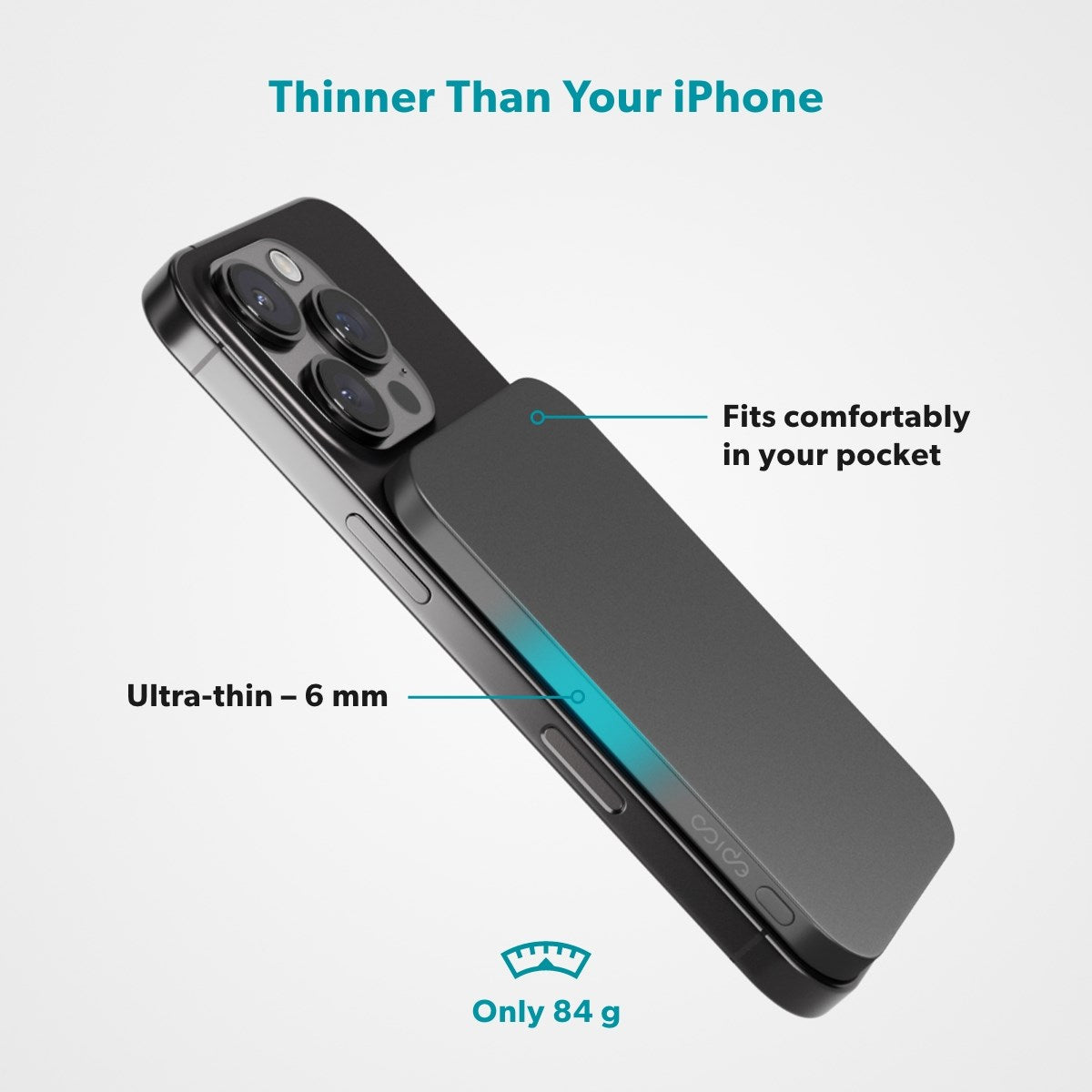 Epico 10W UltraPack EM31 Slim Alu Mag+ 3000 mAh Power Bank with USB-C - MagSafe Compatible - Grey