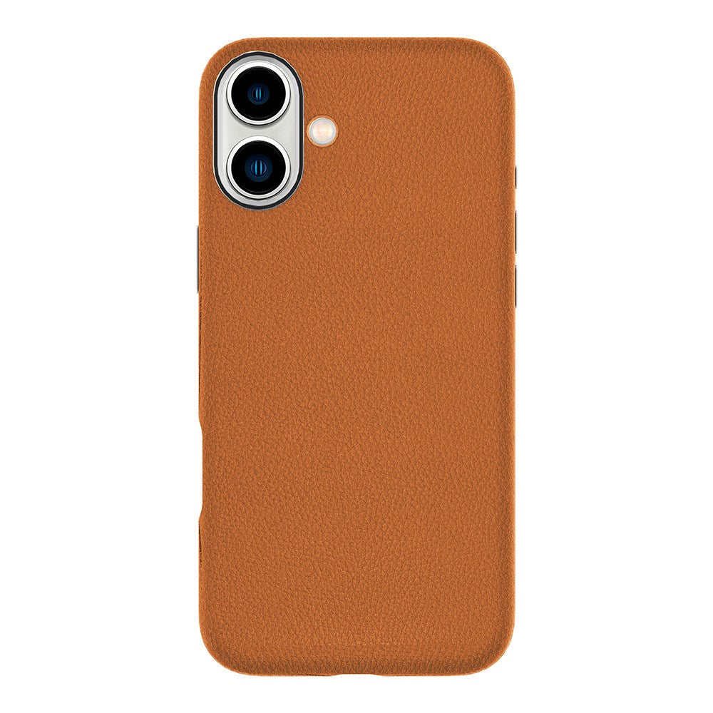 eSTUFF iPhone 16 INFINITE VENICE Leather Covered Plastic Case - MagSafe Compatible - Brown