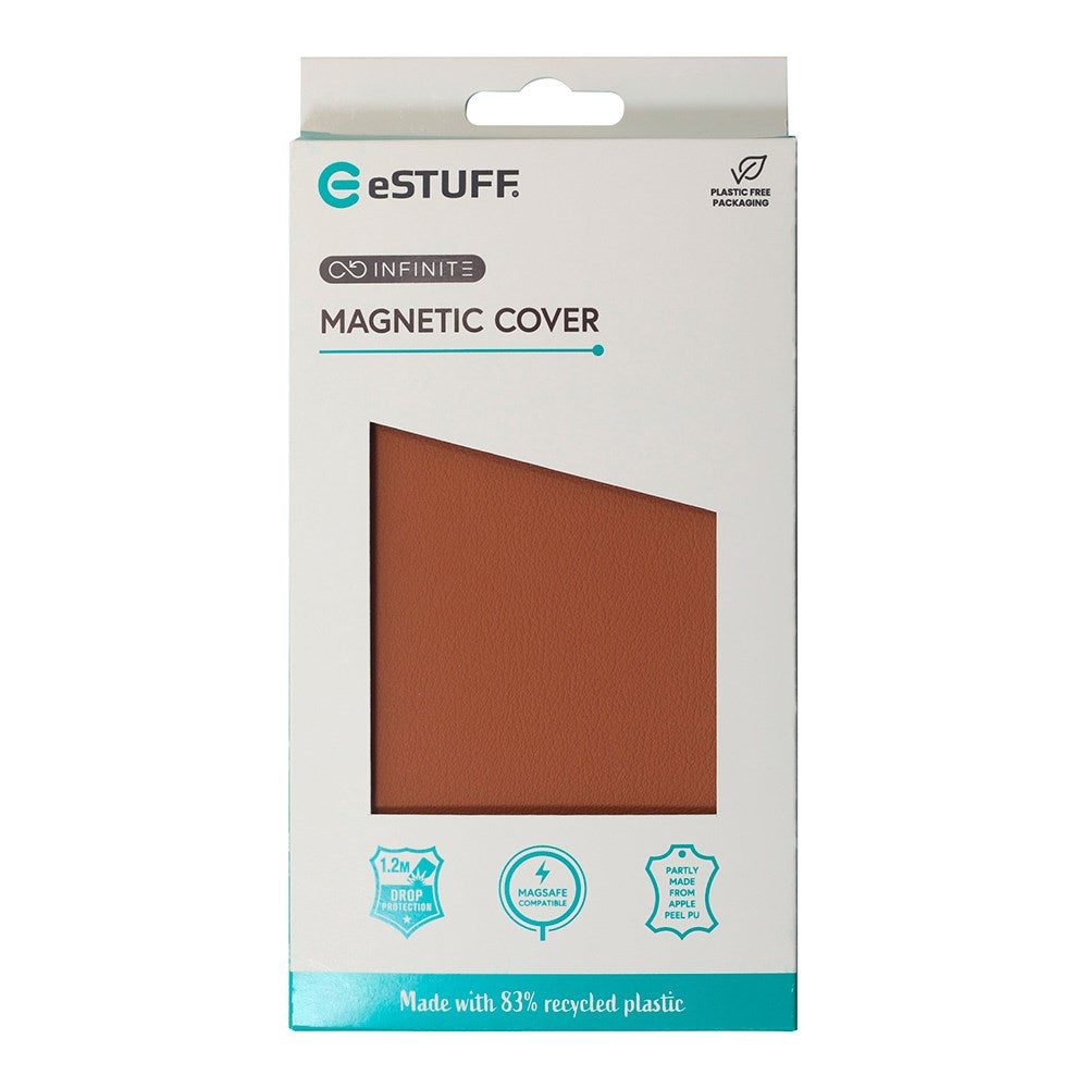 eSTUFF iPhone 16 INFINITE VENICE Leather Covered Plastic Case - MagSafe Compatible - Brown