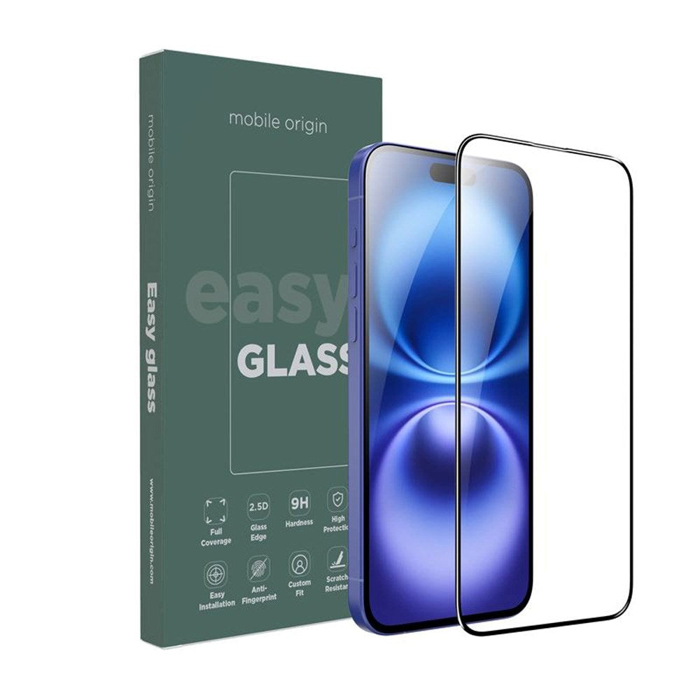 iPhone 15 / 16 Mobile Origin EasyGlass Screen Protector - Transparent / Black Edge