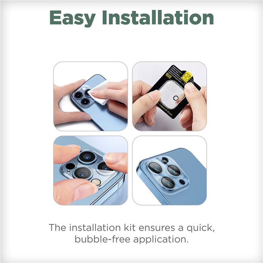 iPhone 16 / 16 Plus Mobile Origin Tempered Glass Camera Lens Protection - Transparent / Black Edge