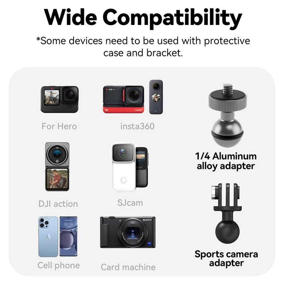 TELESIN Mounting Clamp for Action Camera & Smartphone - Black / Grey