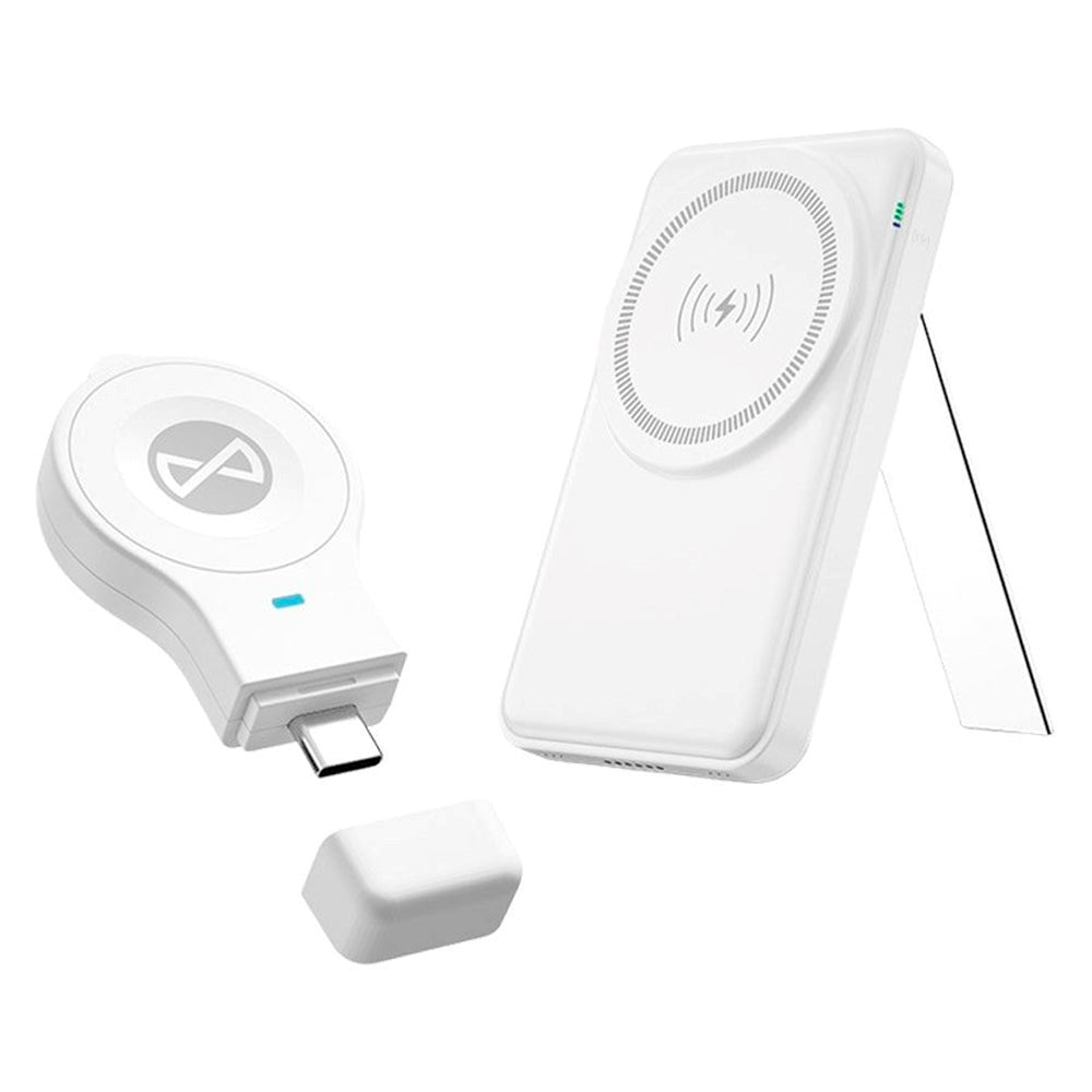 Forever MACS-100 18W Wireless Charger with 5,000 mAh Powerbank - MagSafe Compatible - White