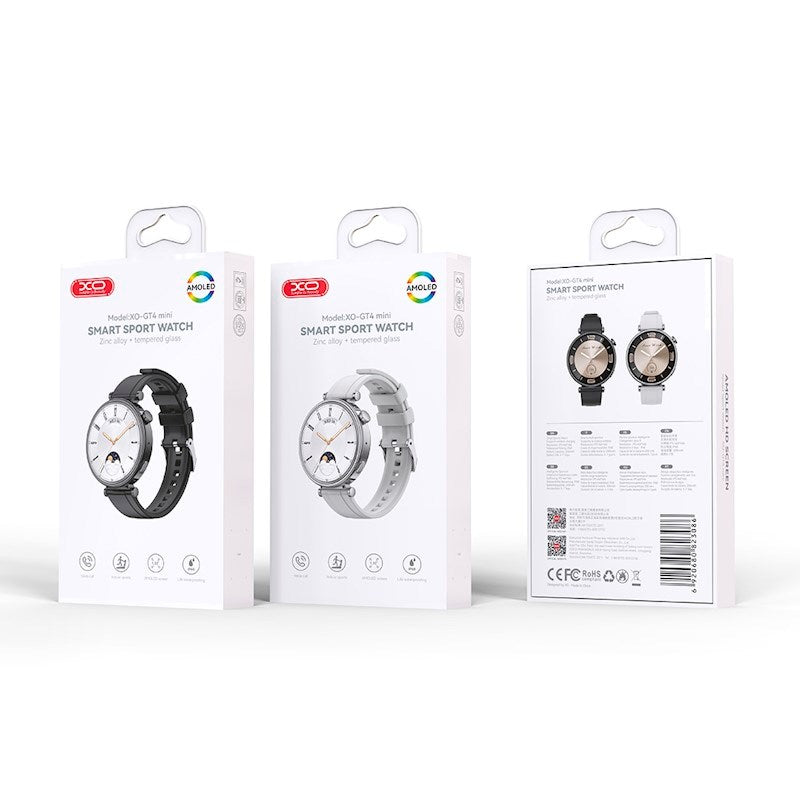 XO GT4 Mini Smartwatch with Interchangeable Watch Faces - Black