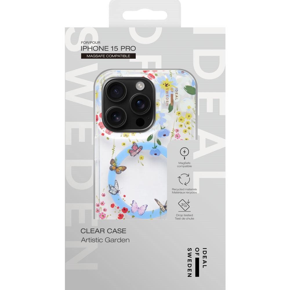 iDeal Of Sweden iPhone 15 Pro Clear Case - MagSafe Compatible - Artistic Garden
