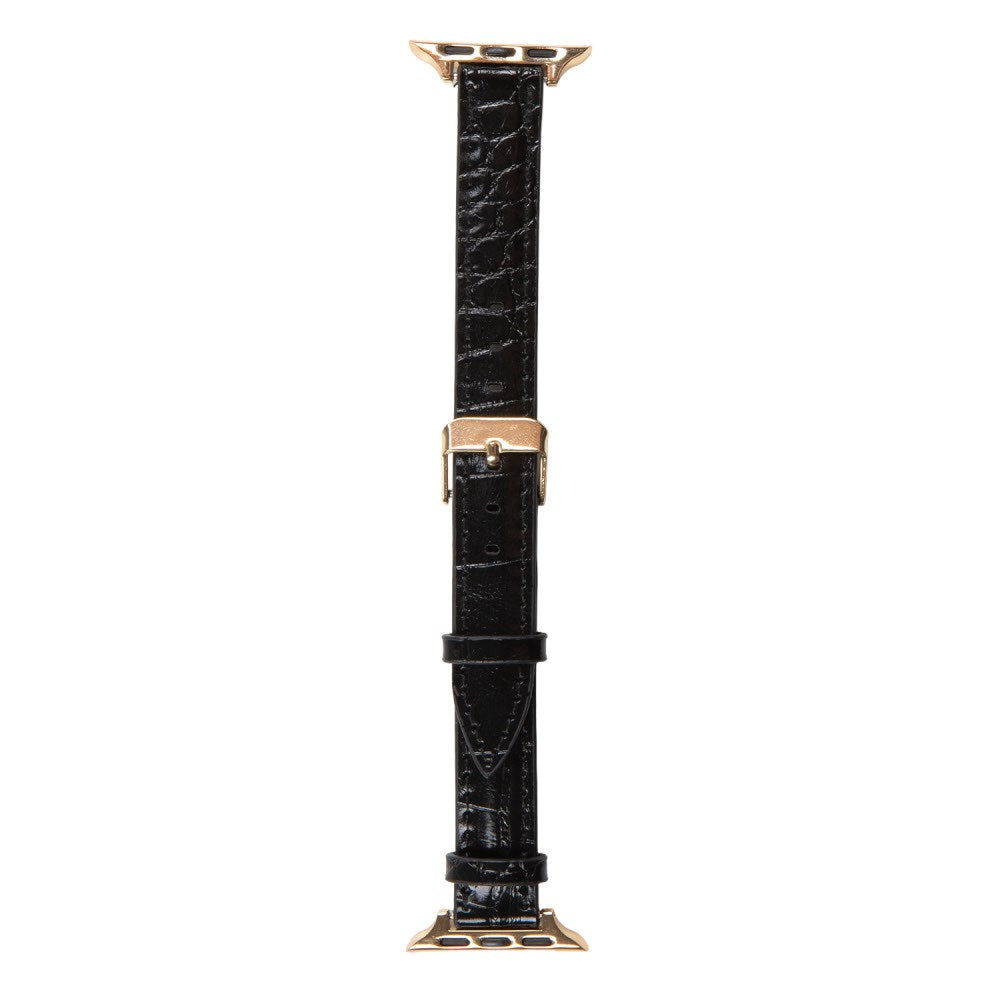 Apple Watch (42/44/SE/45/46/49mm) Vegan Leather Watch Strap - Black Croco