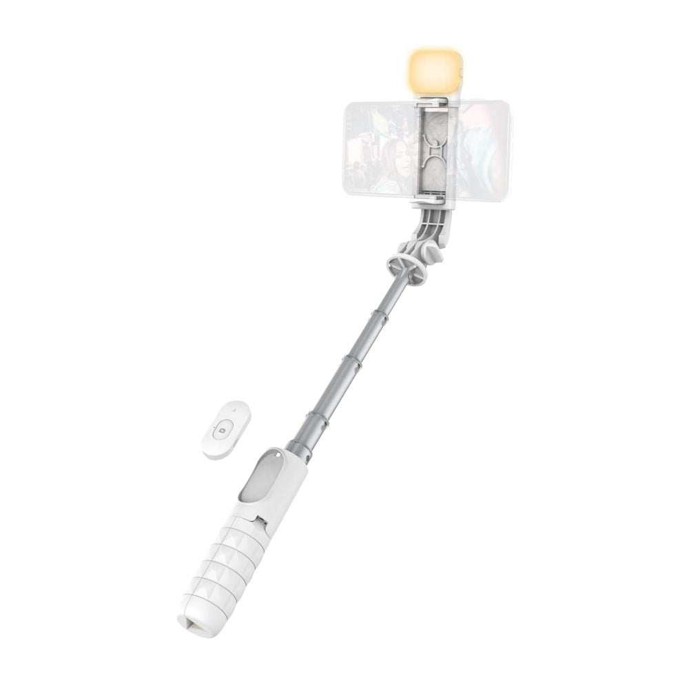 T'NB Influence Pro 2-in-1 Selfie Stick with Tripod Function and LED Light - White