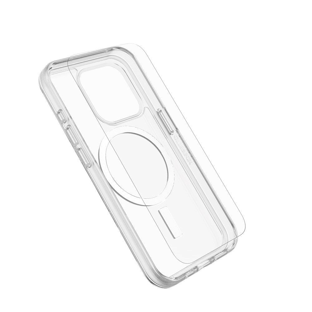 OtterBox iPhone 15 Pro Protection + Power Kit - MagSafe Case, Screen Protection & 20W Wall Charger - Transparent / White