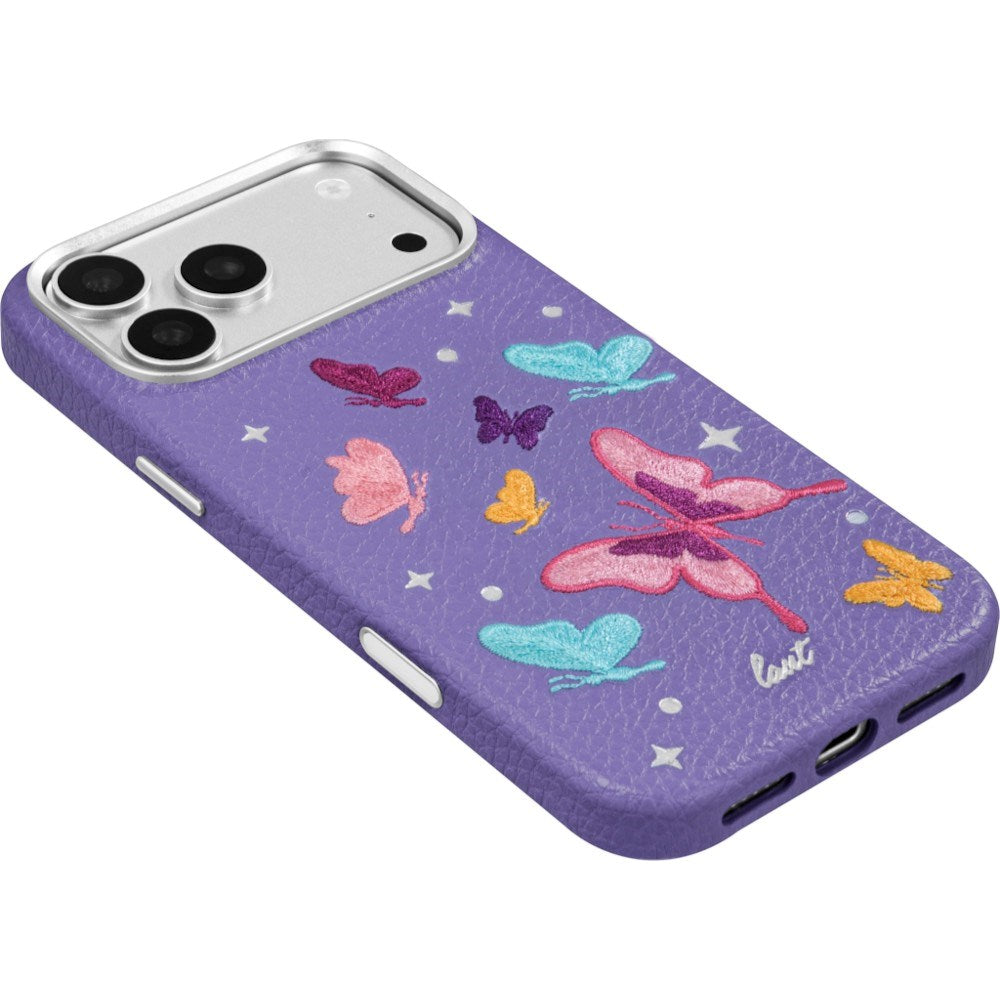 iPhone 18 Pro / 17 Pro LAUT TWINE EDGE Case w. Strap - MagSafe Compatible - Lilac Butterfly