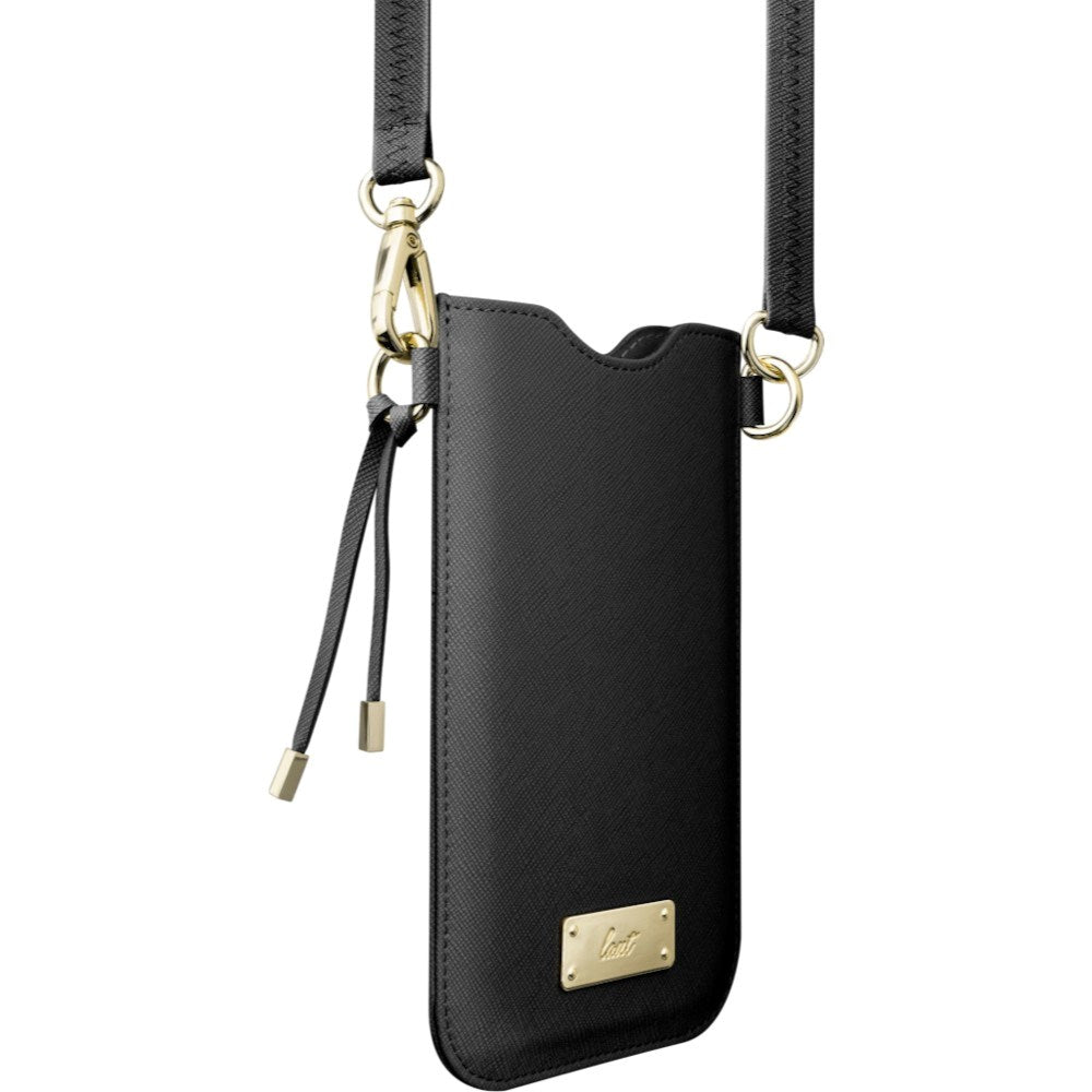Artificial Leather Crossbody Mobile Phone Case LAUT PRESTIGE - Black (Max. Phone Size: 6.5")