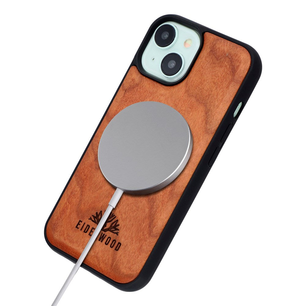 EIDERWOOD iPhone 15 Magnetic Wood Case - MagSafe Compatible - Cherry Wood