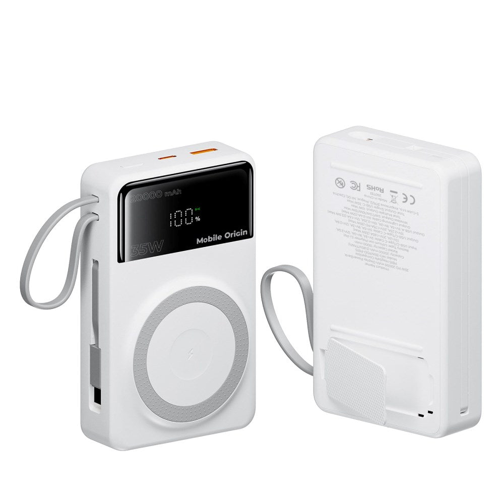 PowerBank Mobile Origin 35W PD 20,000mAh with Display - MagSafe Compatible - White