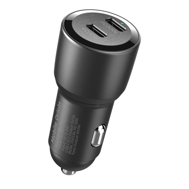 Car Charger Mobile Origin 60W with 2x USB-C - Black