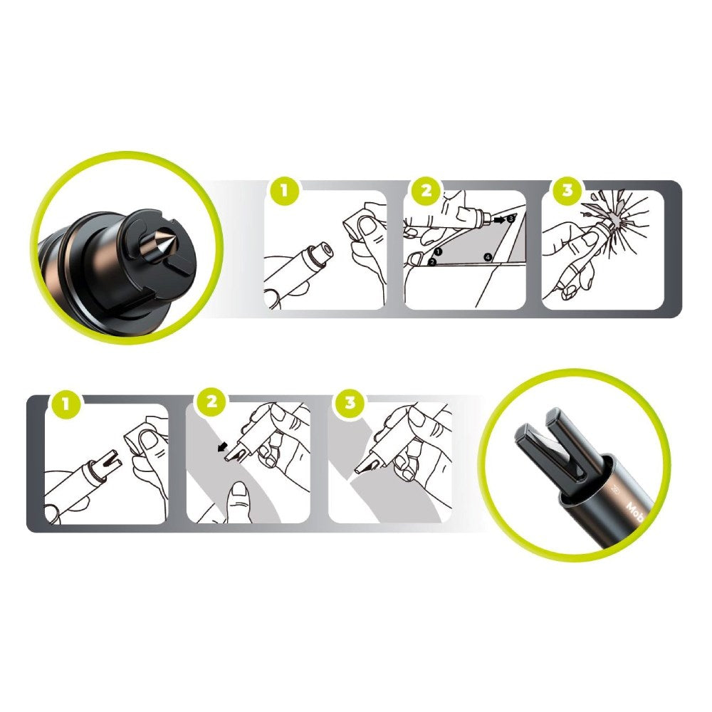 2-in-1 Emergency Hammer for Windows and Seat Belt in Car Mobile Origin - Black