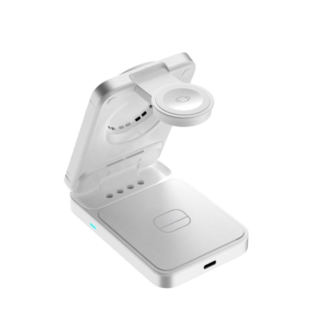 3-in-1 Qi2 Foldable Wireless Charger Mobile Origin - Phone, Apple Watch & Earphones - Silver