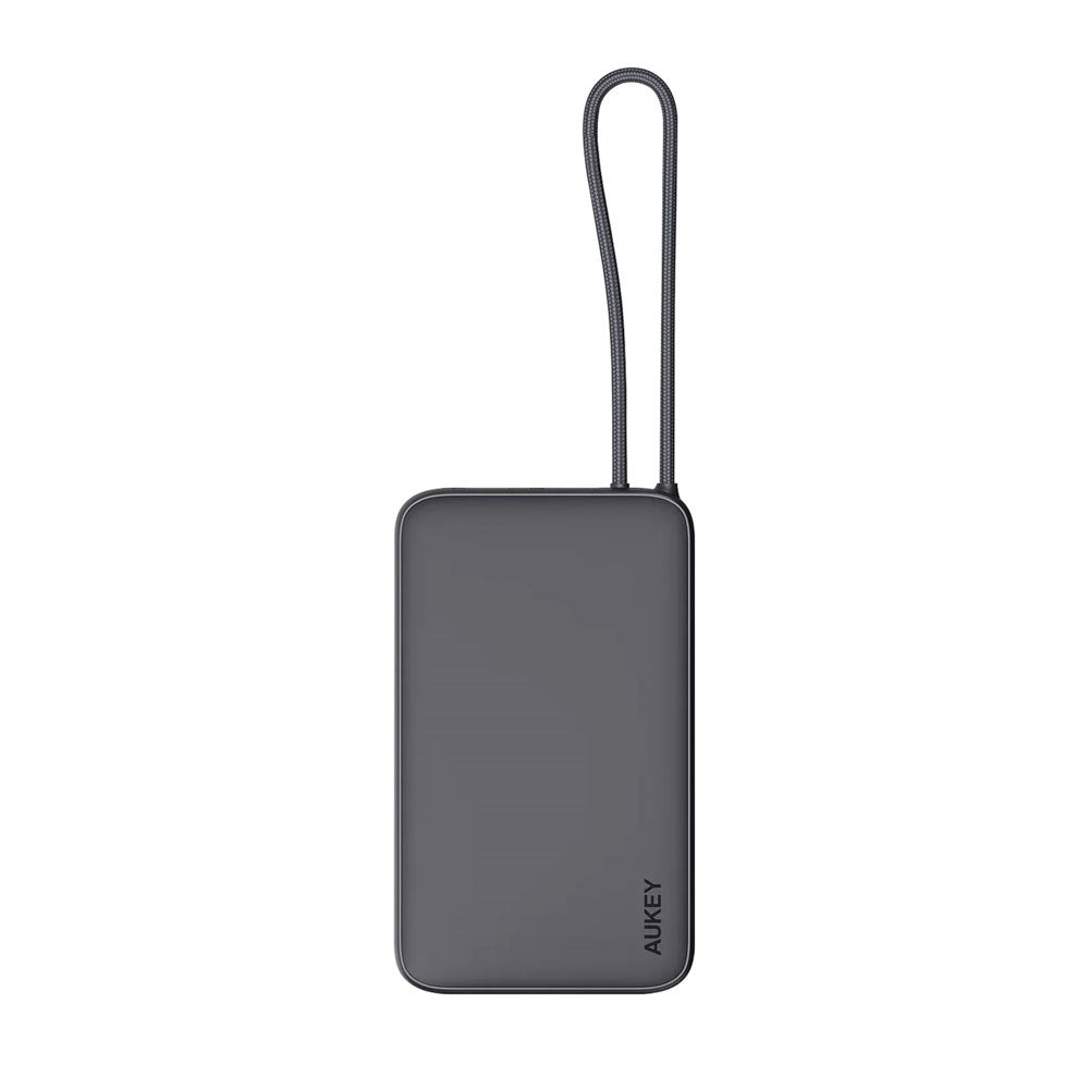 Aukey Spark Sling Powerbank with Built-in USB-C Cable - 10,000mAh - 20W - 1 x USB-C - 1 x USB-A - Grey
