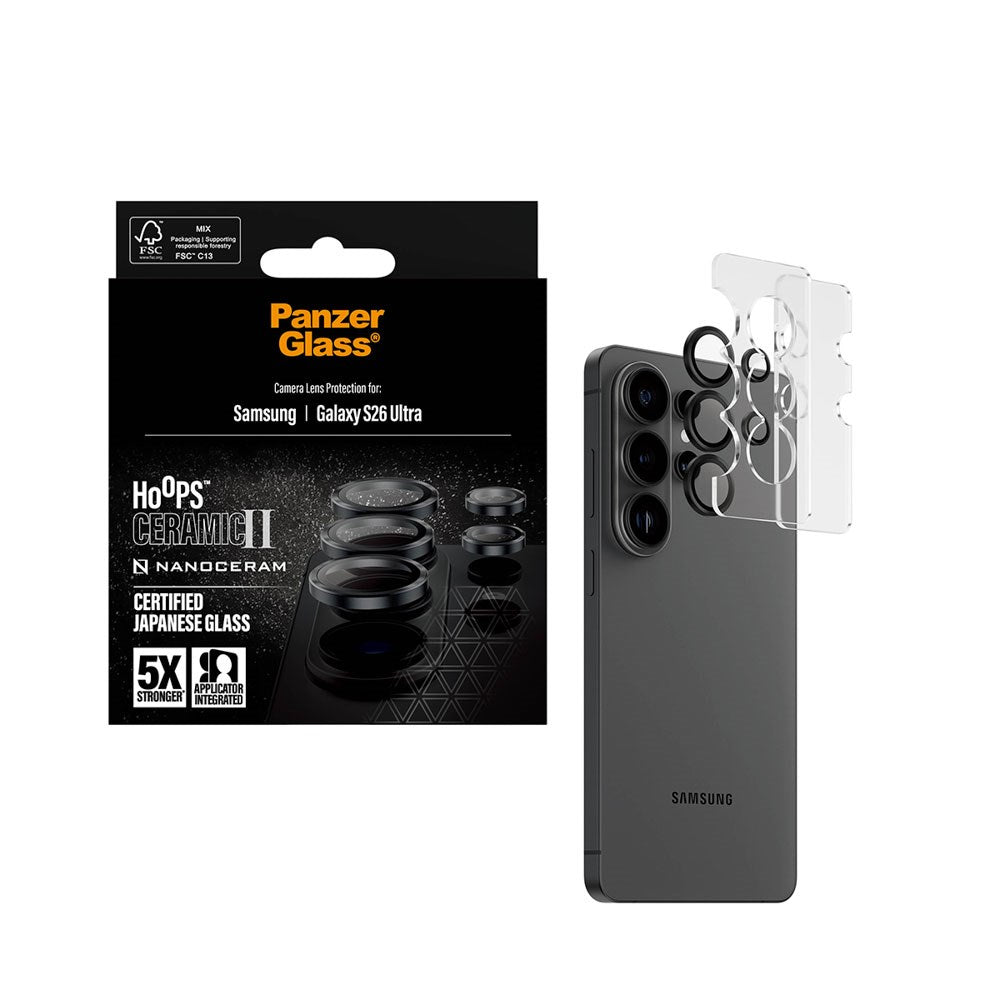 Samsung Galaxy S26 Ultra PanzerGlass Ceramic Hoops Camera Lens Protection with Installation Frame - Black