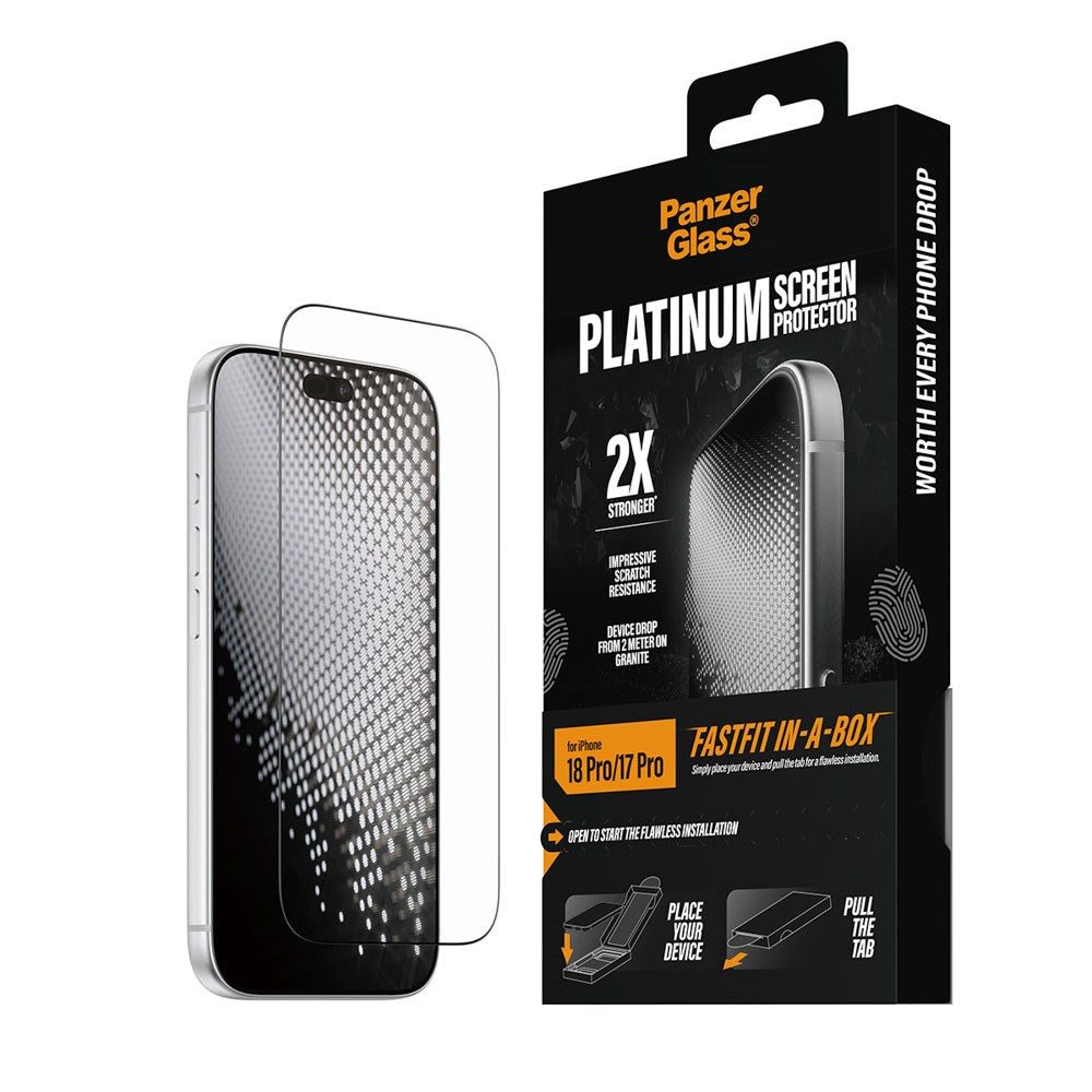 iPhone 18 Pro / 17 Pro PanzerGlass Screen Protector with FastFit-In-A-Box - Transparent