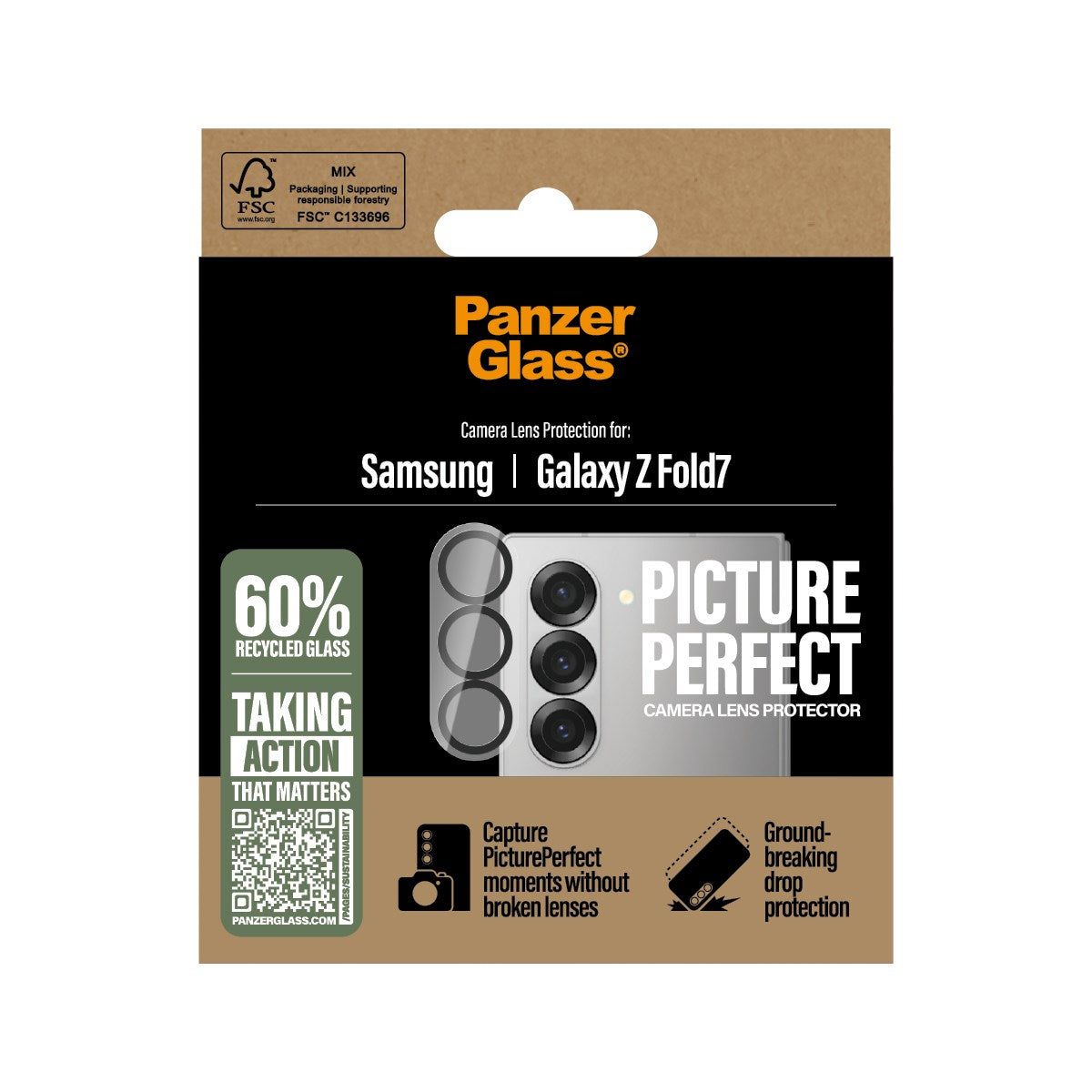 PanzerGlass Samsung Galaxy Z Fold7 PicturePerfect Camera Lens Protector - Transparent / Black