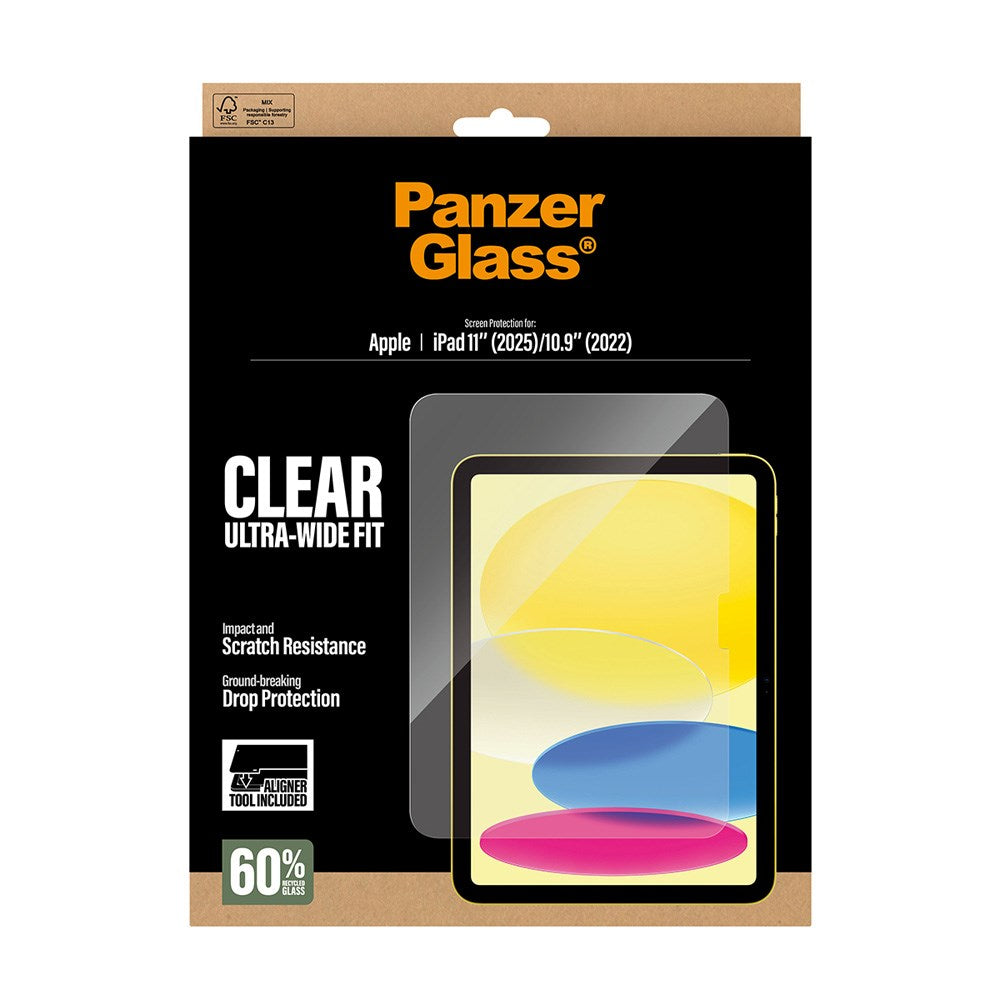 PanzerGlass iPad 11" (2025) / 10.9" (2024 / 2022) Screen Protector Glass with Installation Frame - Ultra-Wide Fit - Transparent