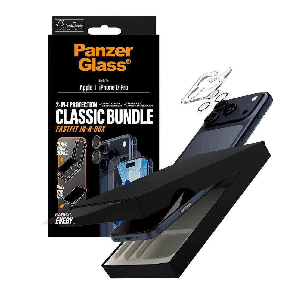 PanzerGlass iPhone 17 Pro 2-in-1 Classic Bundle - Screen Protector + Camera Lens Protector - Transparent