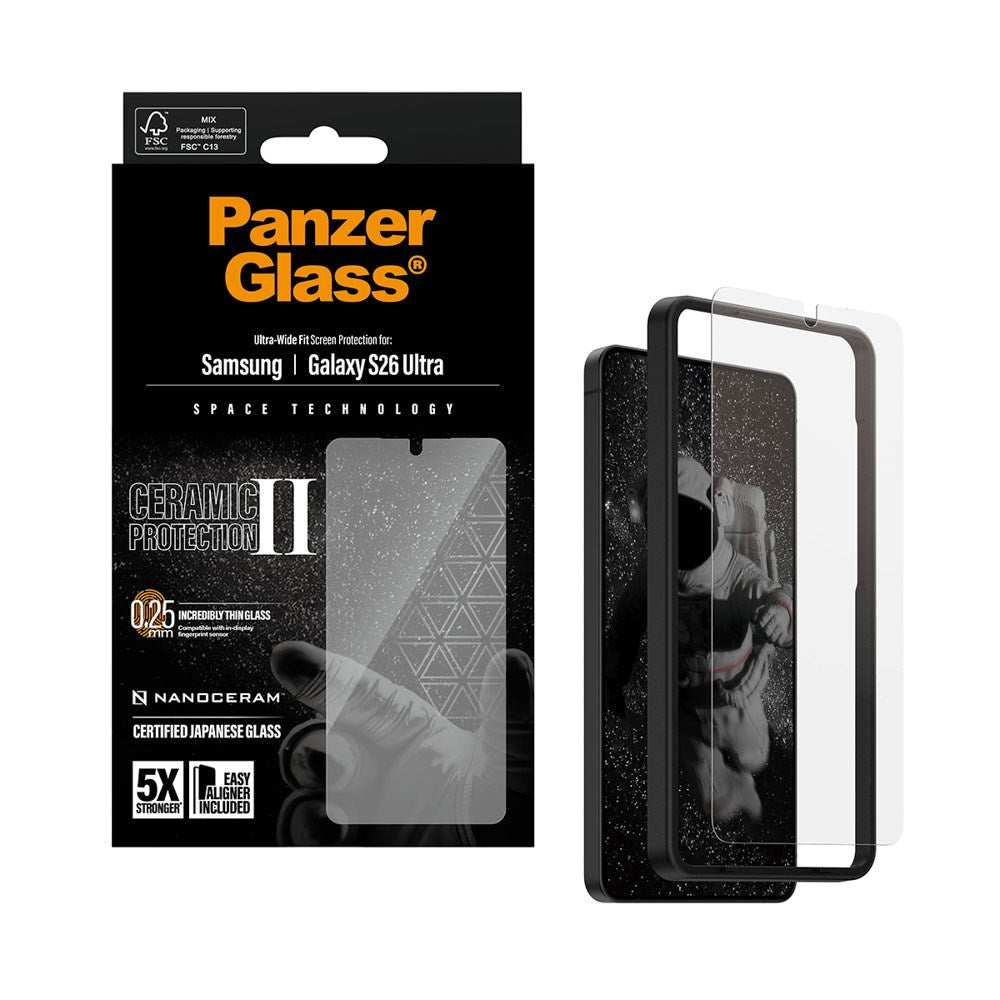 Samsung Galaxy S26 Ultra PanzerGlass Ceramic Screen Protection with EasyAligner - Ultra Wide Fit - Transparent