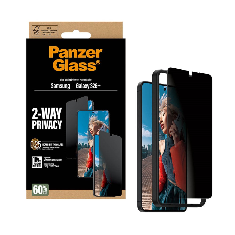 Samsung Galaxy S26+ (Plus) PanzerGlass 2-Way Privacy Screen Protection with EasyAligner - Transparent
