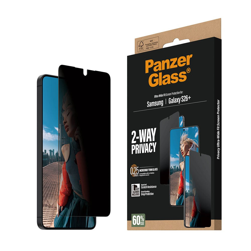 Samsung Galaxy S26+ (Plus) PanzerGlass 2-Way Privacy Screen Protection with EasyAligner - Transparent