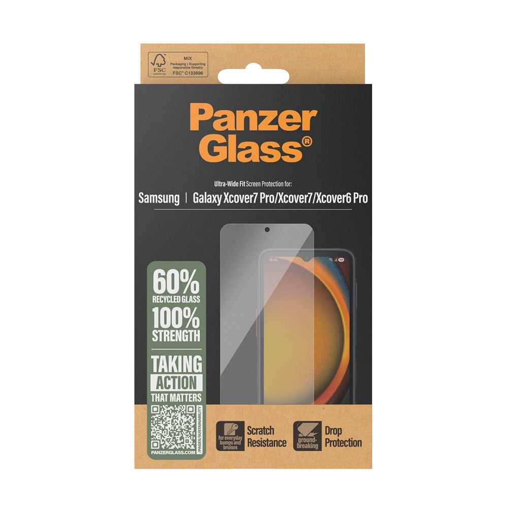 PanzerGlass® Screen Protector - Ultra-Wide Fit for Samsung Galaxy Xcover 7 / 7 Pro with EasyAligner - Transparent