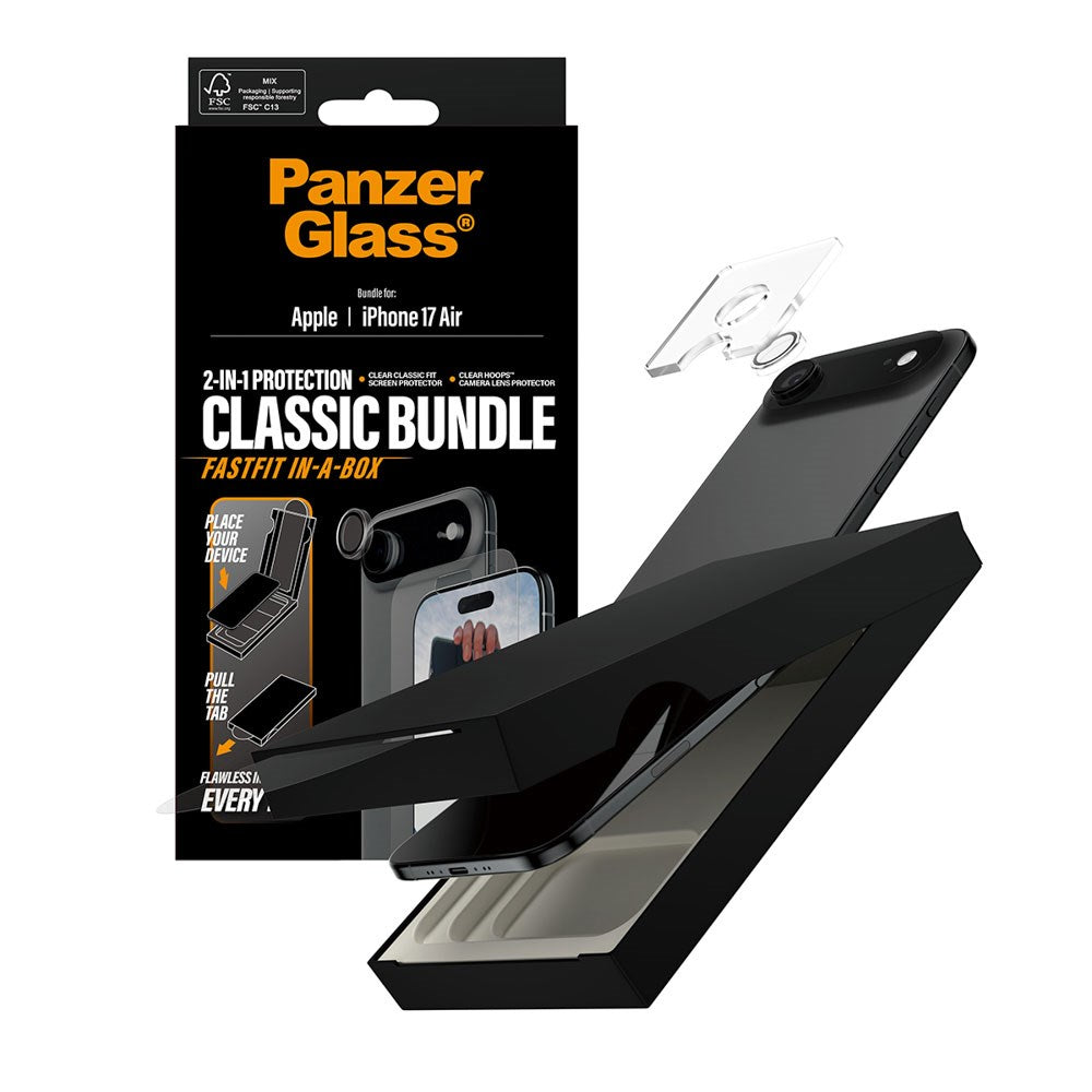 PanzerGlass iPhone Air 2-in-1 Classic Bundle - Screen Protector + Camera Lens Protector - Transparent