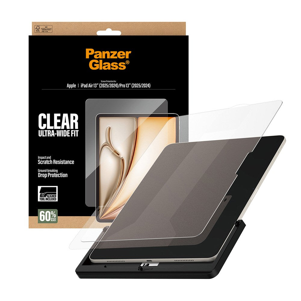 PanzerGlass iPad Air 13" (2025 / 2024) / Pro 13" (2025 / 2024) Screen Protector Glass with Installation Frame - Ultra-Wide Fit - Transparent