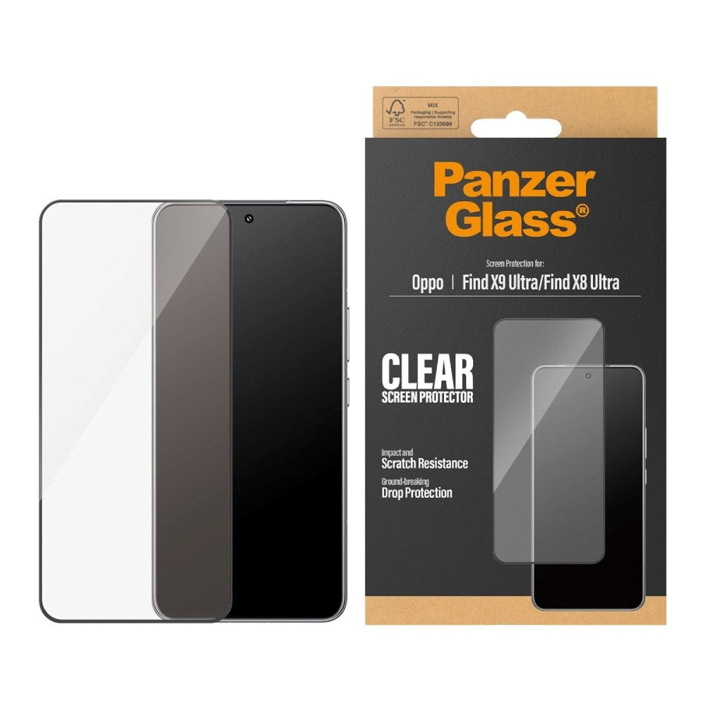 OPPO Find X9 Ultra PanzerGlass Screen Protector Glass - Ultra Wide Fit with EasyAligner - Transparent