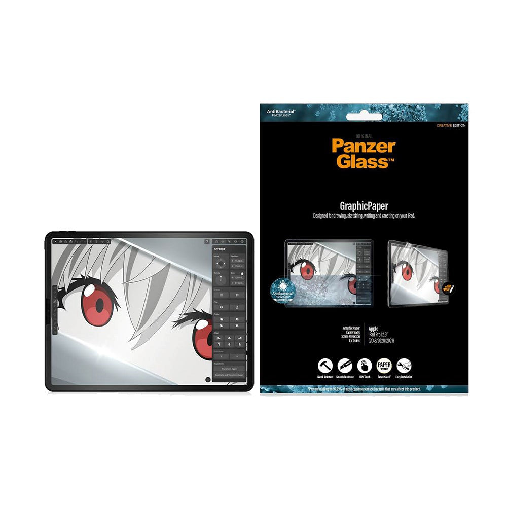iPad Pro 12.9" (2022 / 2021 / 2020 / 2018) PanzerGlass Screen Protector AntiBacterial - GraphicPaper - Transparent