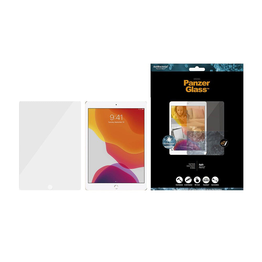 iPad 10.2" (2021 / 2020 / 2019) PanzerGlass Edge-To-Edge Screen Protector Antibacterial - Case Friendly - Transparent