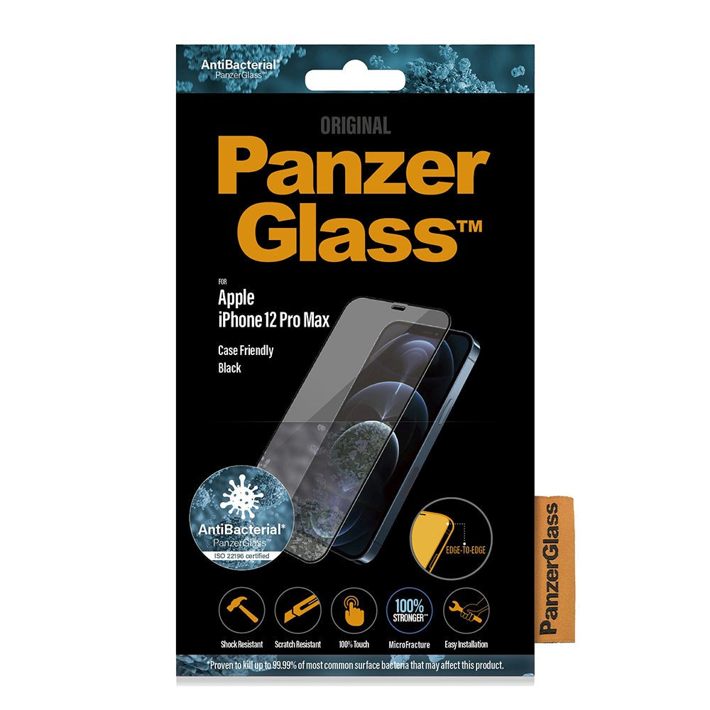 iPhone 12 Pro Max PanzerGlass Antibacterial Screen Protector - Case Friendly - Black