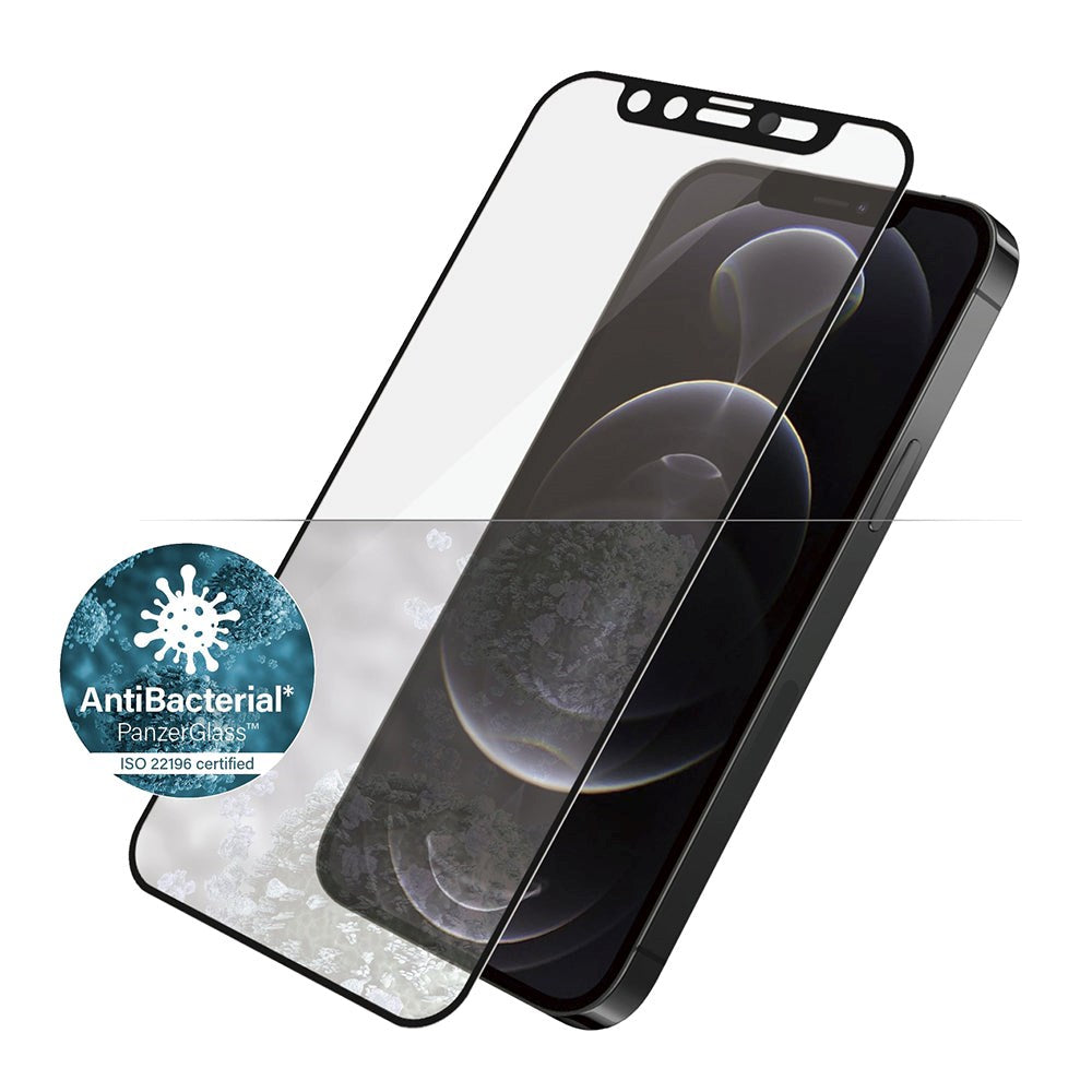 iPhone 12 / 12 Pro PanzerGlass Antibacterial Screen Protector - CamSlider - Case Friendly - Black Edge