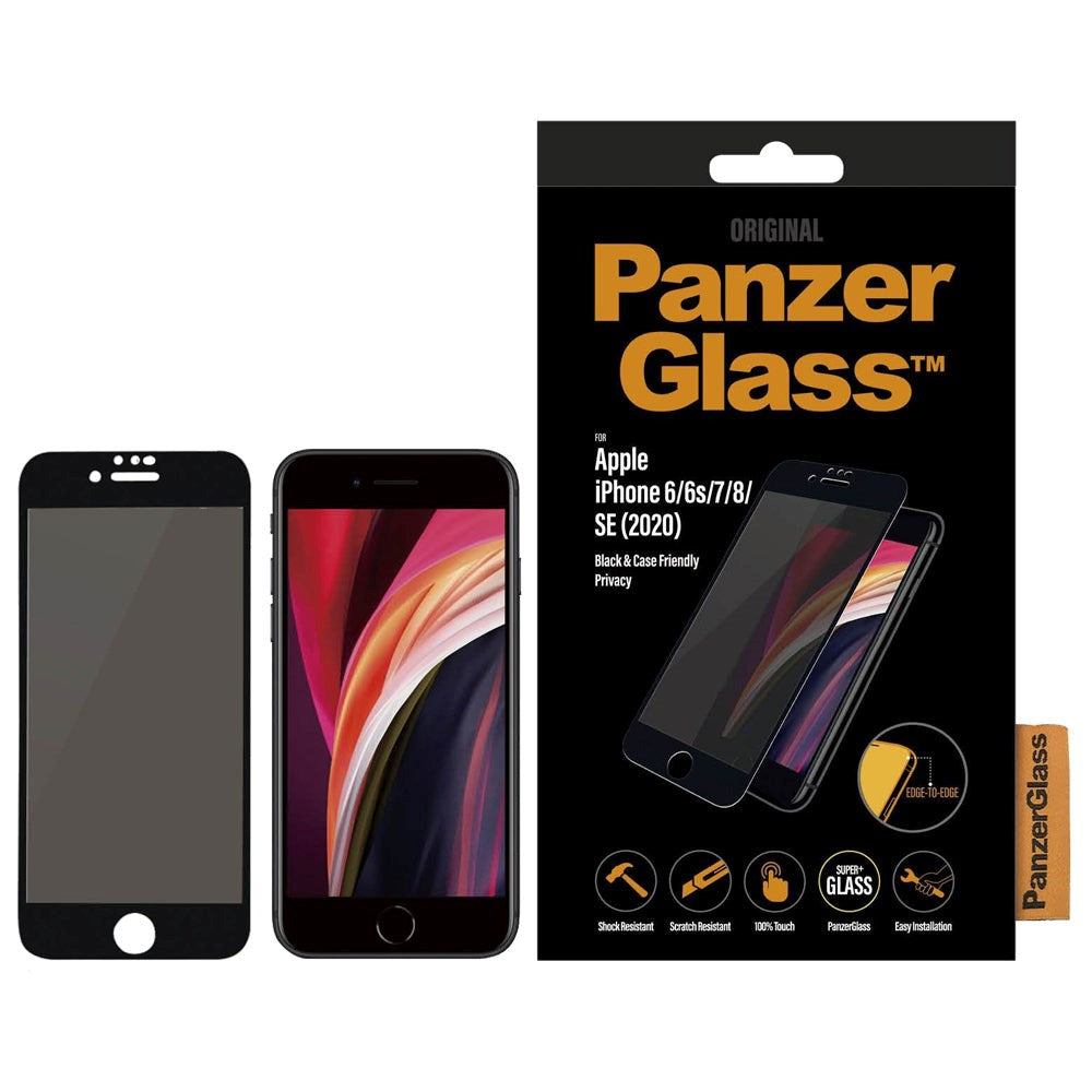 iPhone SE (2022 / 2020) / 8 / 7 / 6 / 6S PanzerGlass Case-Friendly Screen Protector - Privacy - Black