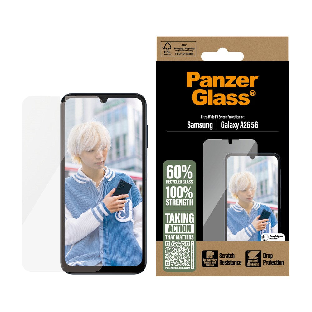 Samsung Galaxy A26 (5G) PanzerGlass Ultra Wide Fit Screen Protector w. EasyAligner - Transparent