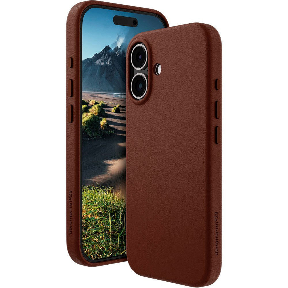 Dbramante1928 iPhone 16 Plus Roskilde Case - 100% Real Leather - MagSafe Compatible - Dark Tan