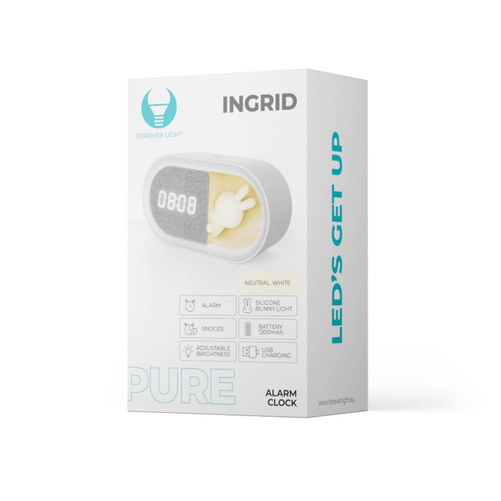 Forever Alarm Clock with LED Bunny Night Light - White