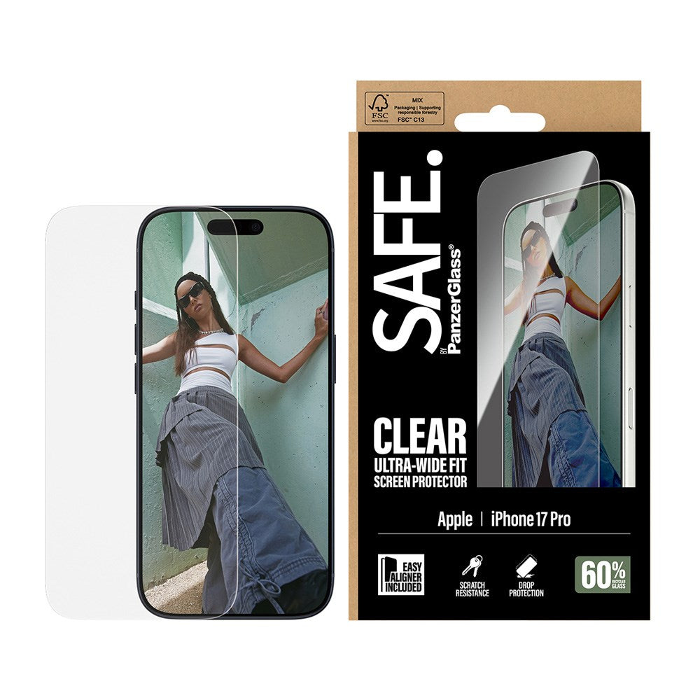 SAFE by PanzerGlass iPhone 17 Pro Ultra-Wide Fit Screen Protector Glass - Transparent